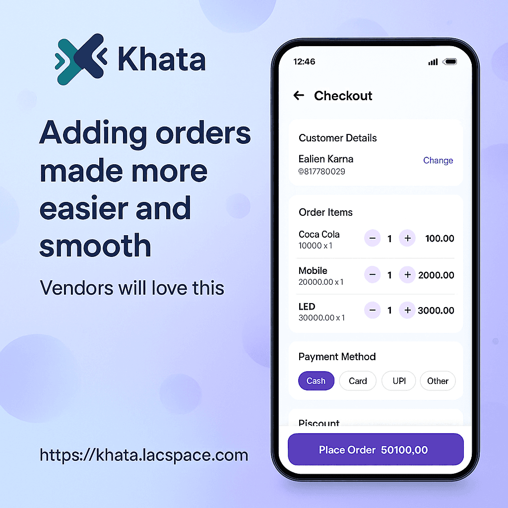 Khata Order Screen